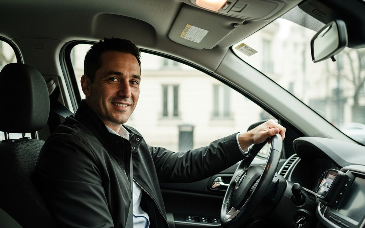 Chauffeur de taxi conventionné au volant